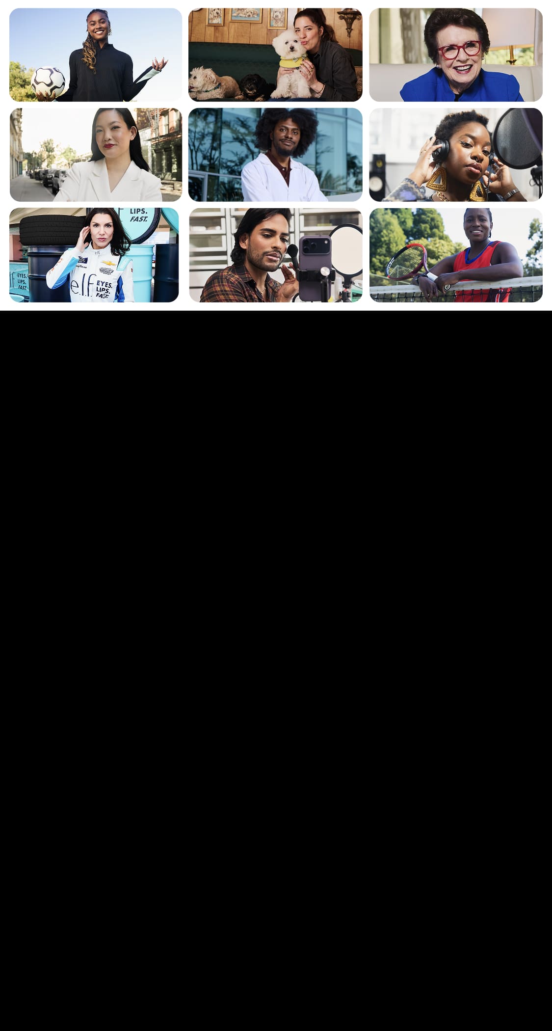 Collage of people and e.l.f imagery